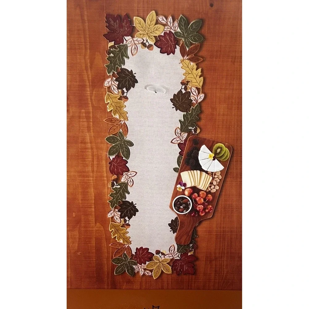 Fall Autumn‎ Table Runner Leaves Cutouts Gorgeous! New! Fall Colors 36